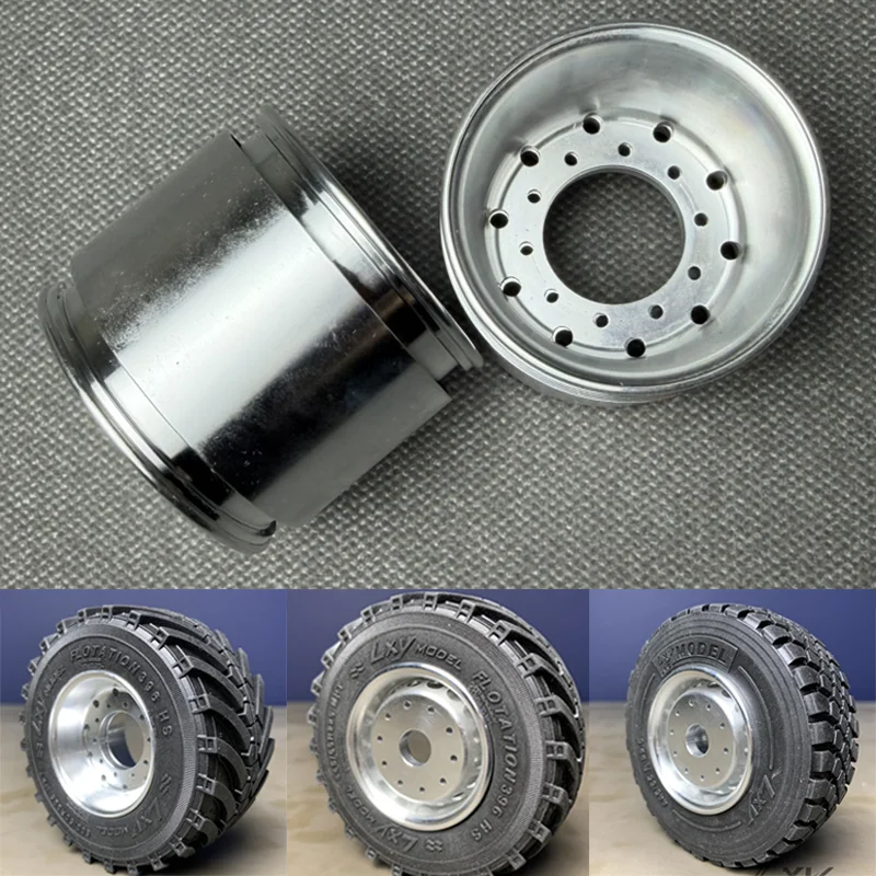 1:14th Scale 1 Pair Metal Simulation Wide and Narrow Wheels for Tamiya RC Truck SCANIA 770S R620 VOLVO BENZ Arocs MAN TGX Car