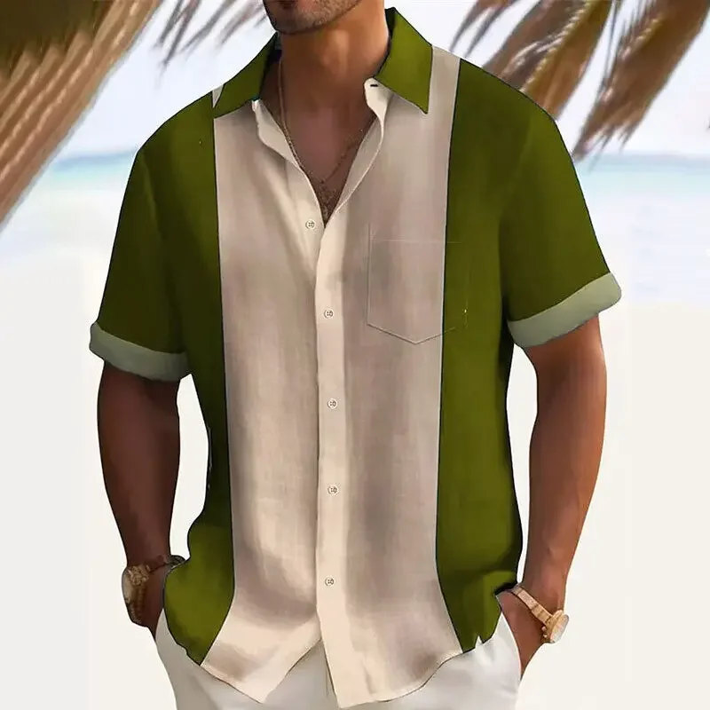 Abonnés d'été Hommes à manches courtes Chemise Mode Revers Bouton Poche Business Chemise décontractée Voyage Vacances Plage T-shirt S-3XL