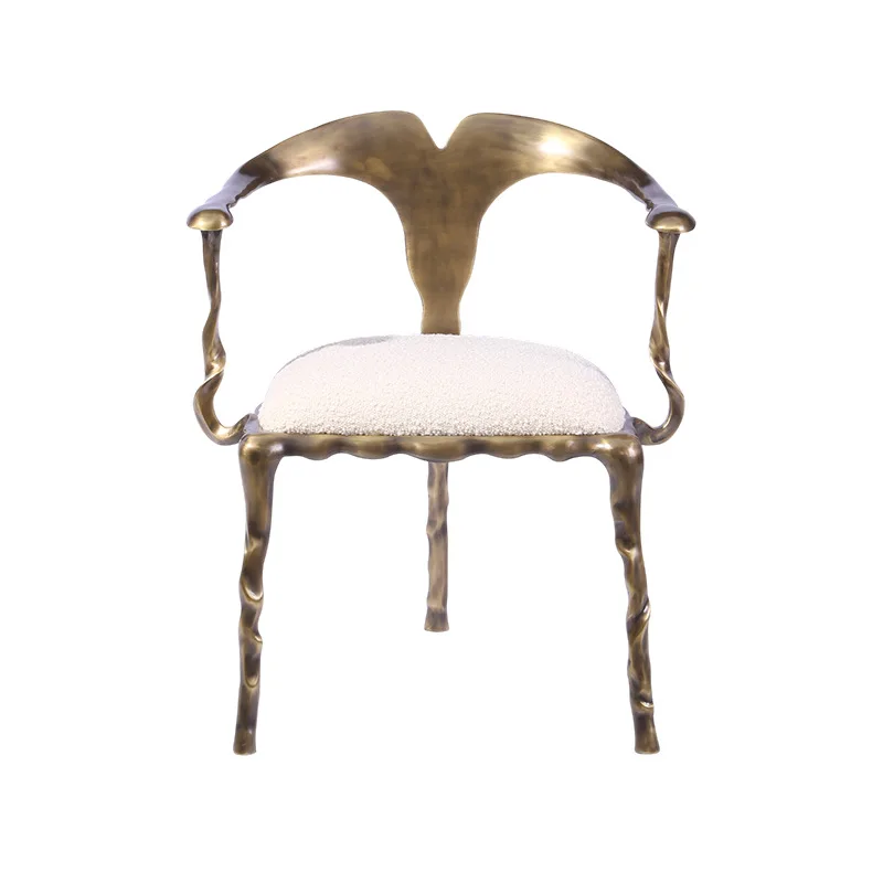 

Italian light luxury black bronze dining chair armchair high-end villa mansion hotel restaurant