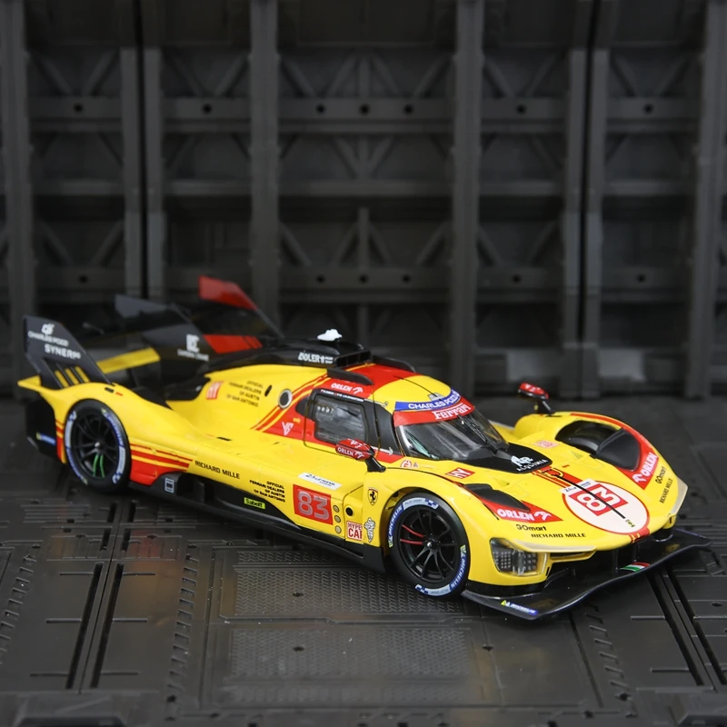 Simulação Bburago 1:24 Ferrari 499P #   Ornamento de modelo de carro em liga 83, porta pode ser aberta detalhes ricos, acabamento fino