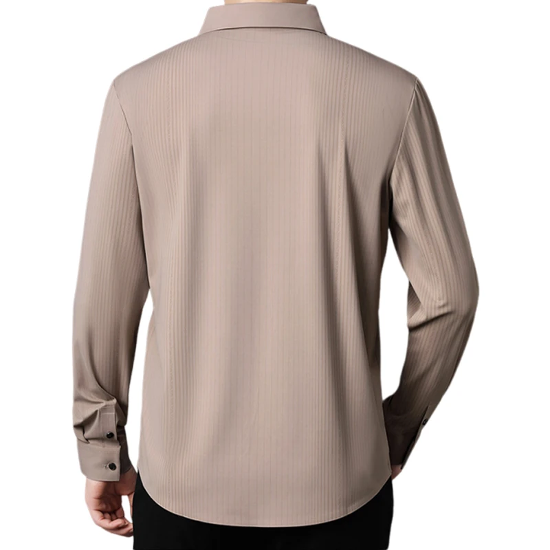 Men's Stretch Stripe Shirt - Elegant Slim Fit Long Sleeve for Business Casual | Wrinkle-Resistant Office-to-Commute Wear J58