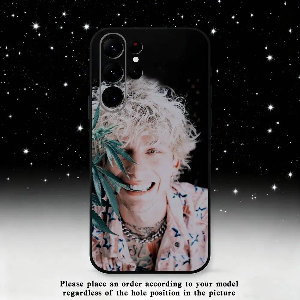 เคสโทรศัพท์ MGK M-Machine-G-Gun K-Kelly สำหรับ Samsung S25, S24 Ultra, S20, S30 plus, S22 plus, S23, S30 Ultra 5G ซิลิโคนสีดำ