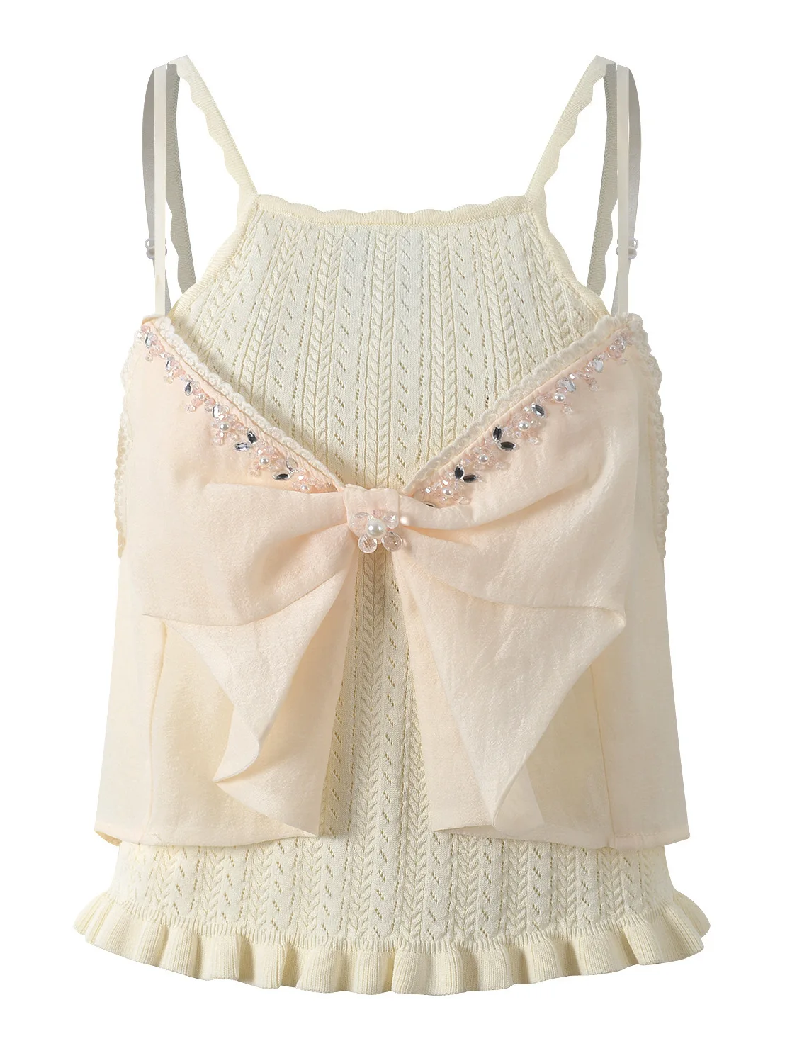 

Summer 2025 Faionable Knot ort Knitted Bridesmaid Top Ele Versatile Slimming Women's Sweet Sle Vest Blouse