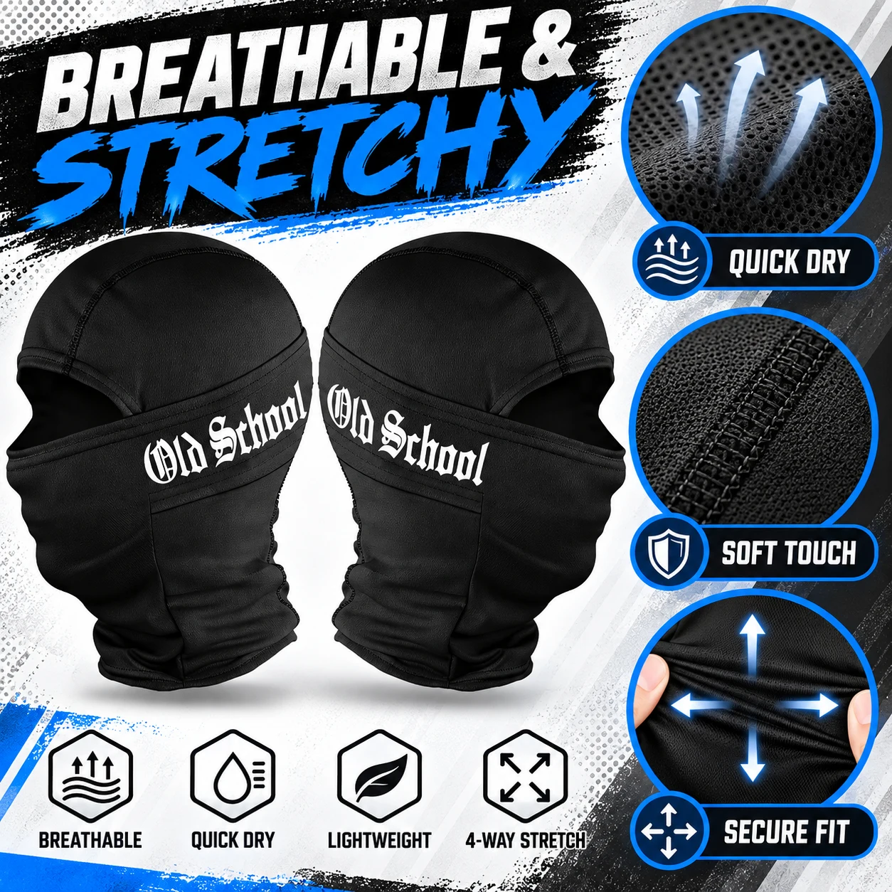 Balaclava Face Mask for Men & Women,LettersPrint Design,Windproof Full Face Ski Mask,Made from Breathable Material Hood, Outdoor