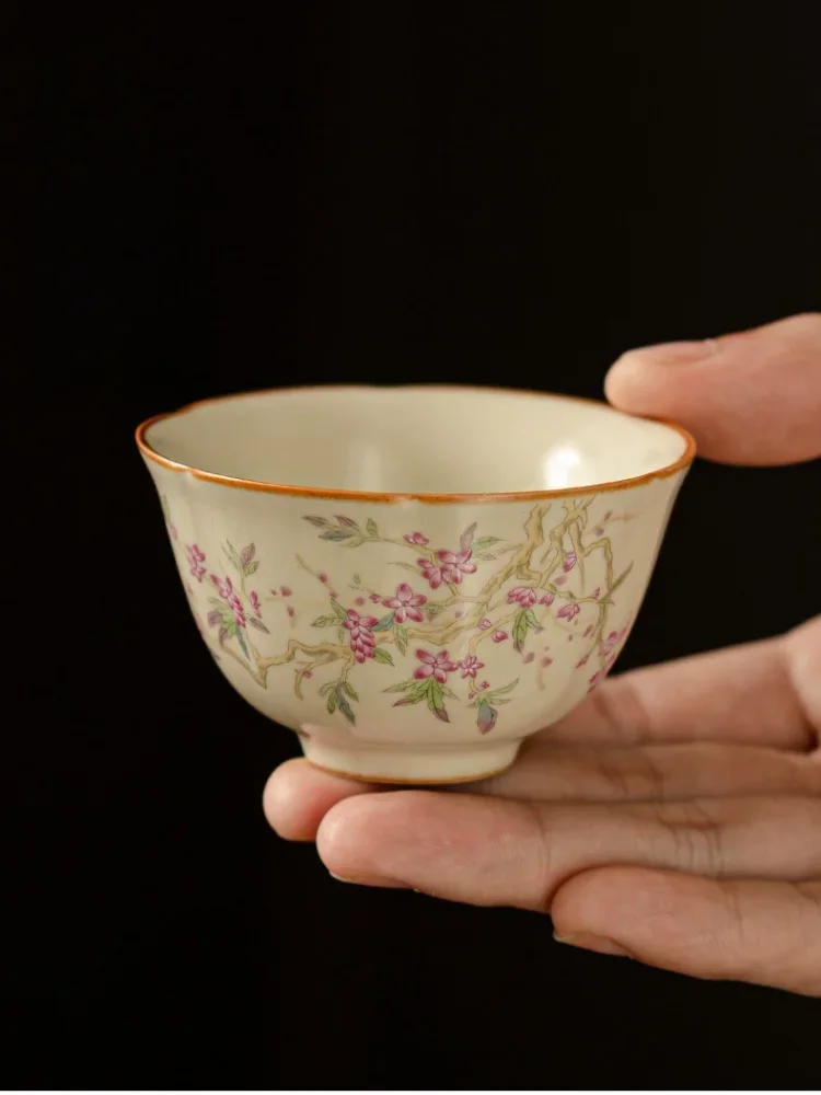 Peach Blossom Ru Kiln Master Cup Household Cup Single Cups Mugs Smelling Tea Bowl Tea Items Ornament