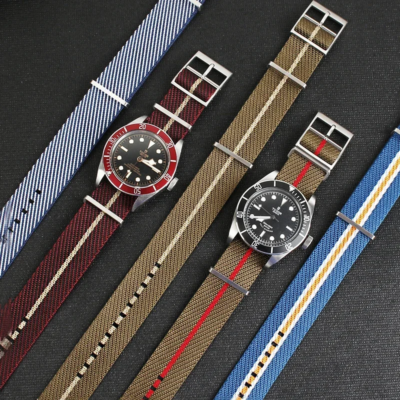 Nylon Watch Strap for Tudor Little Red Flower Rolex Omega Seahorse 300 Waterproof Sweat-Proof Watchband Accessories 20 22mm