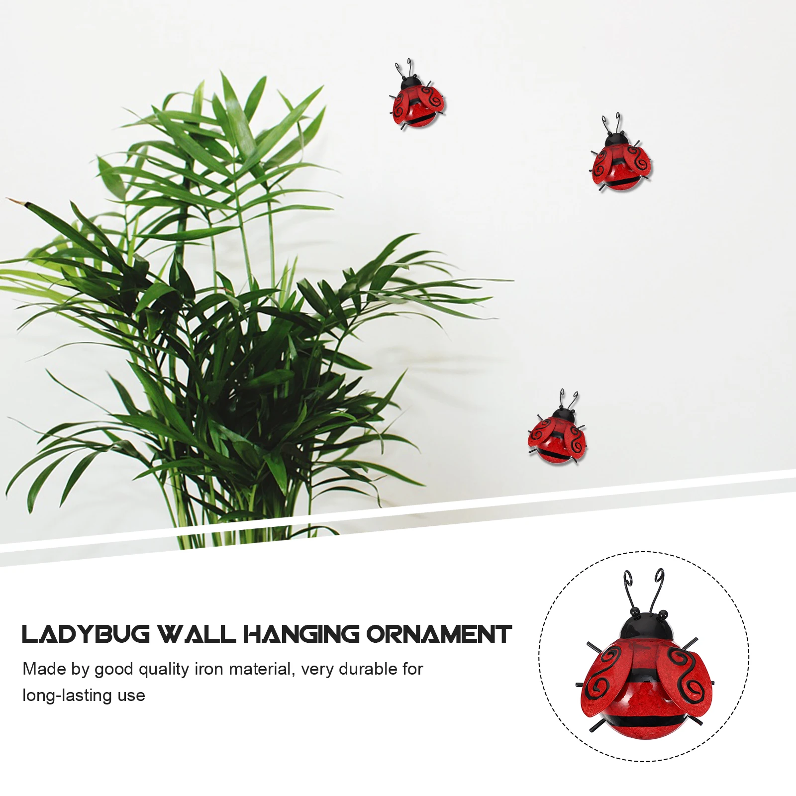 

Ladybug Wall Hanging Decoration Metal Outdoor Figurine Iron Art Durable Living Room Bedroom Study Warm Comfortable Housewarming