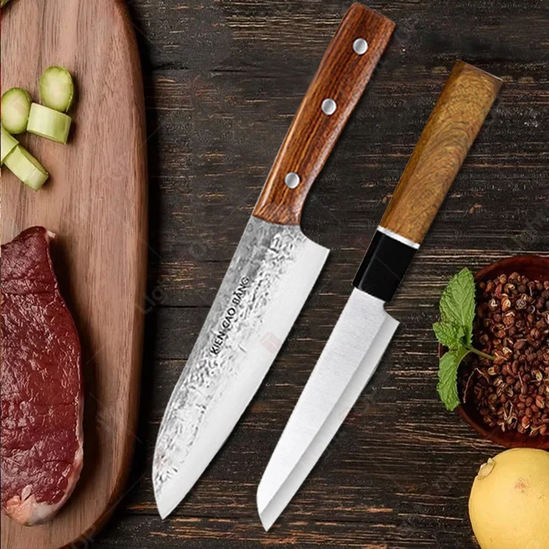WXCOO Stainless Steel Kitchen Knife Japanese Hand-forged Fruit Peeler Knife Wooden Handle Butcher & Cooking Knife Accessories