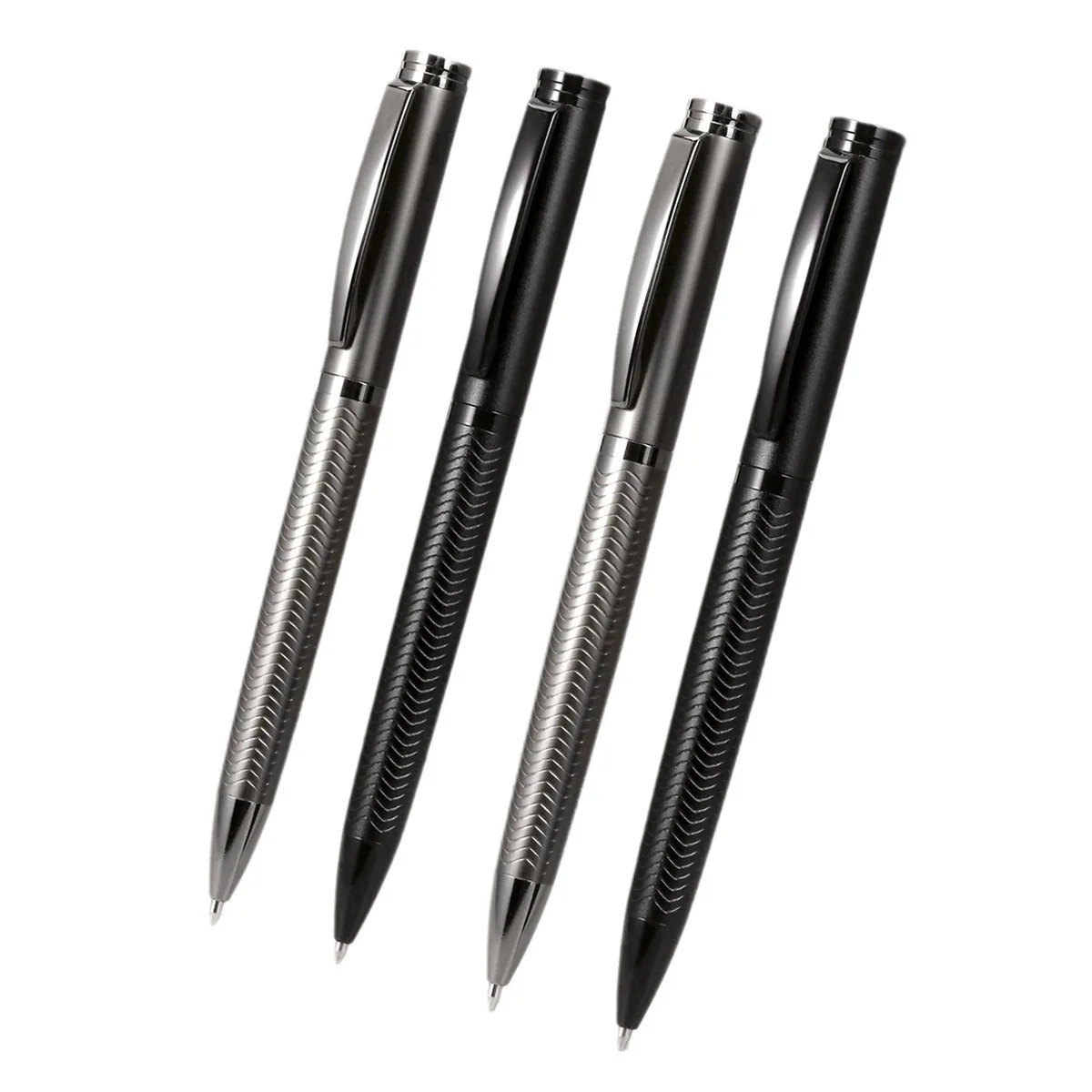 2PCS Metal Ballpoint Pen Luxury Business Signature Pen Engraved Wave Texture Twist Action Black Ink Office Gift Pen Custom Logo