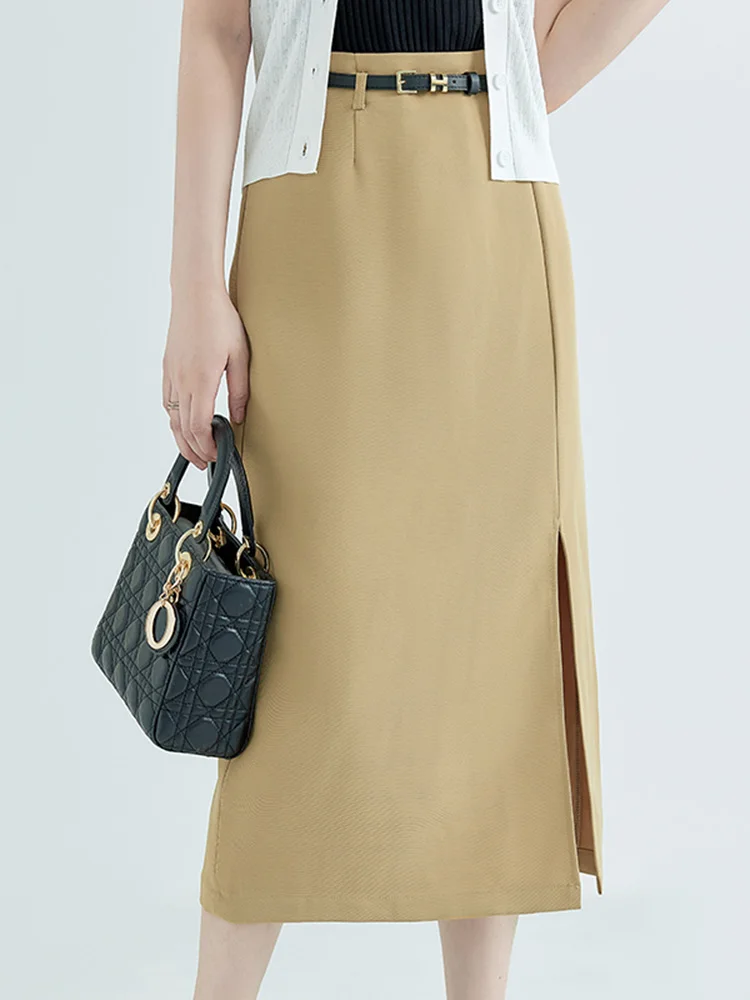 Elegant Mid-Length High-Waist A-Line Skirt for Women Professional OL Style Summer 2026 New plus Size Slimming Asymmetrical