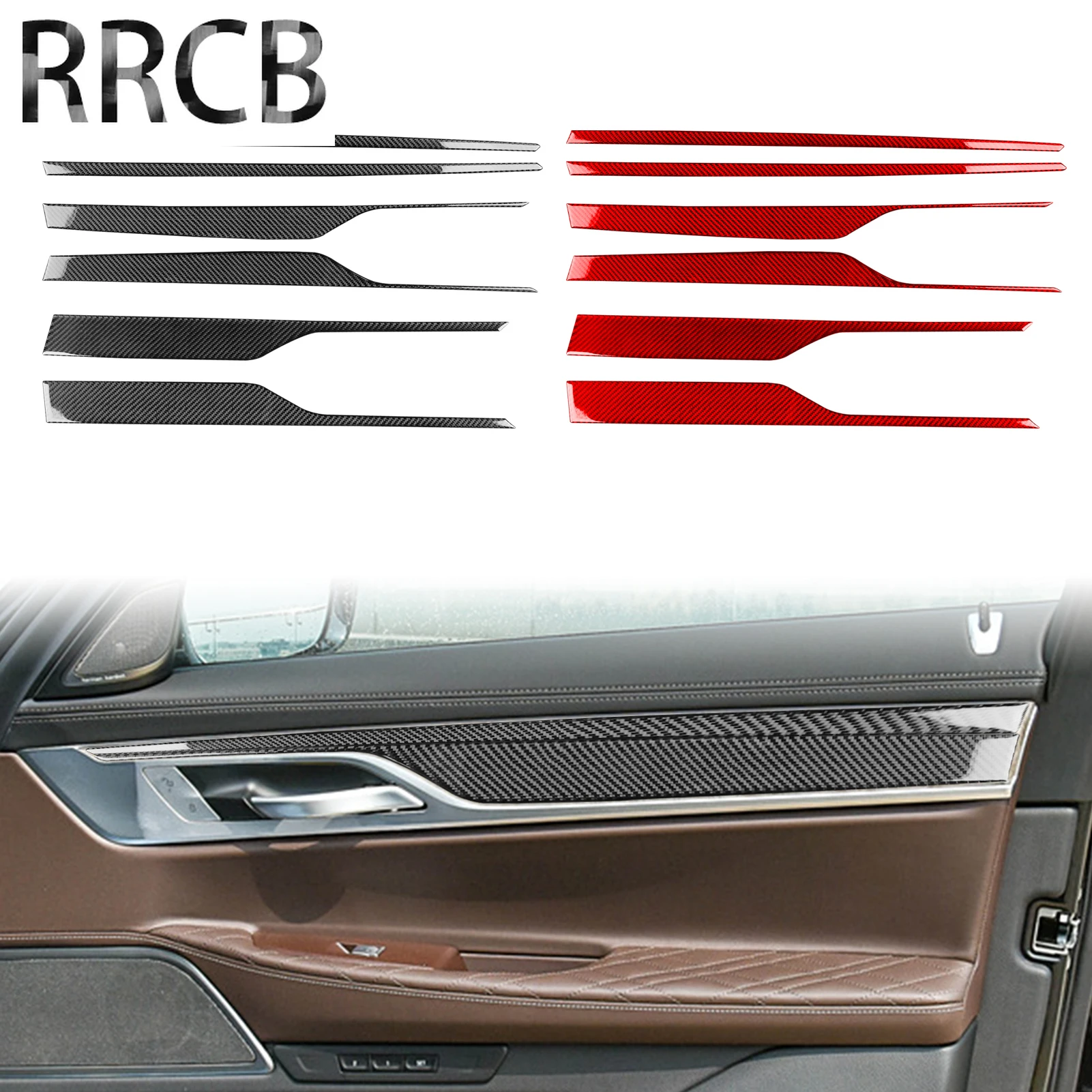 

For BMW 7 Series G11 G12 730i 740i 750i 2015-2022 Carbon Fiber Door Handle Armrest Panel Interior Cover Sticker Car Accessories