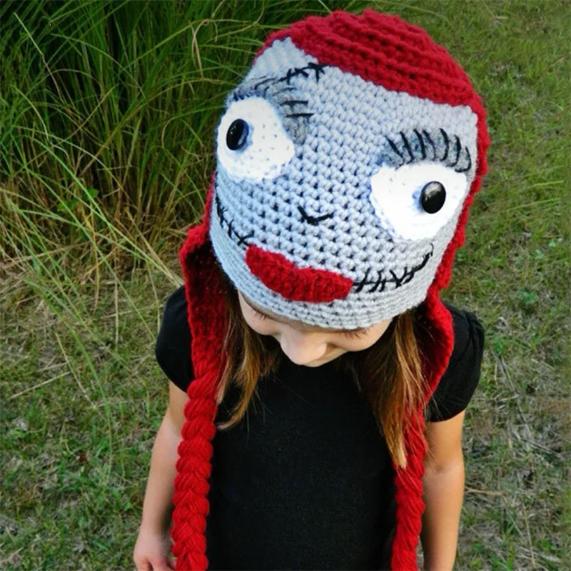 

Cross-border sales Halloween costume Decoration Scary ghost knitting mask hat For children Halloween cosplay gifts