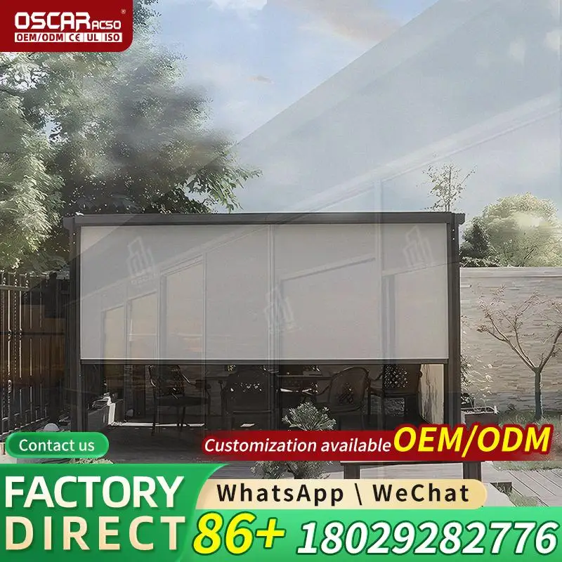 Winter Aluminium Motorized Outdoor Pavilion Canopy 3x4m 3x3m Hardtop Furniture Gazebo Garden Buildings Rolling Blind