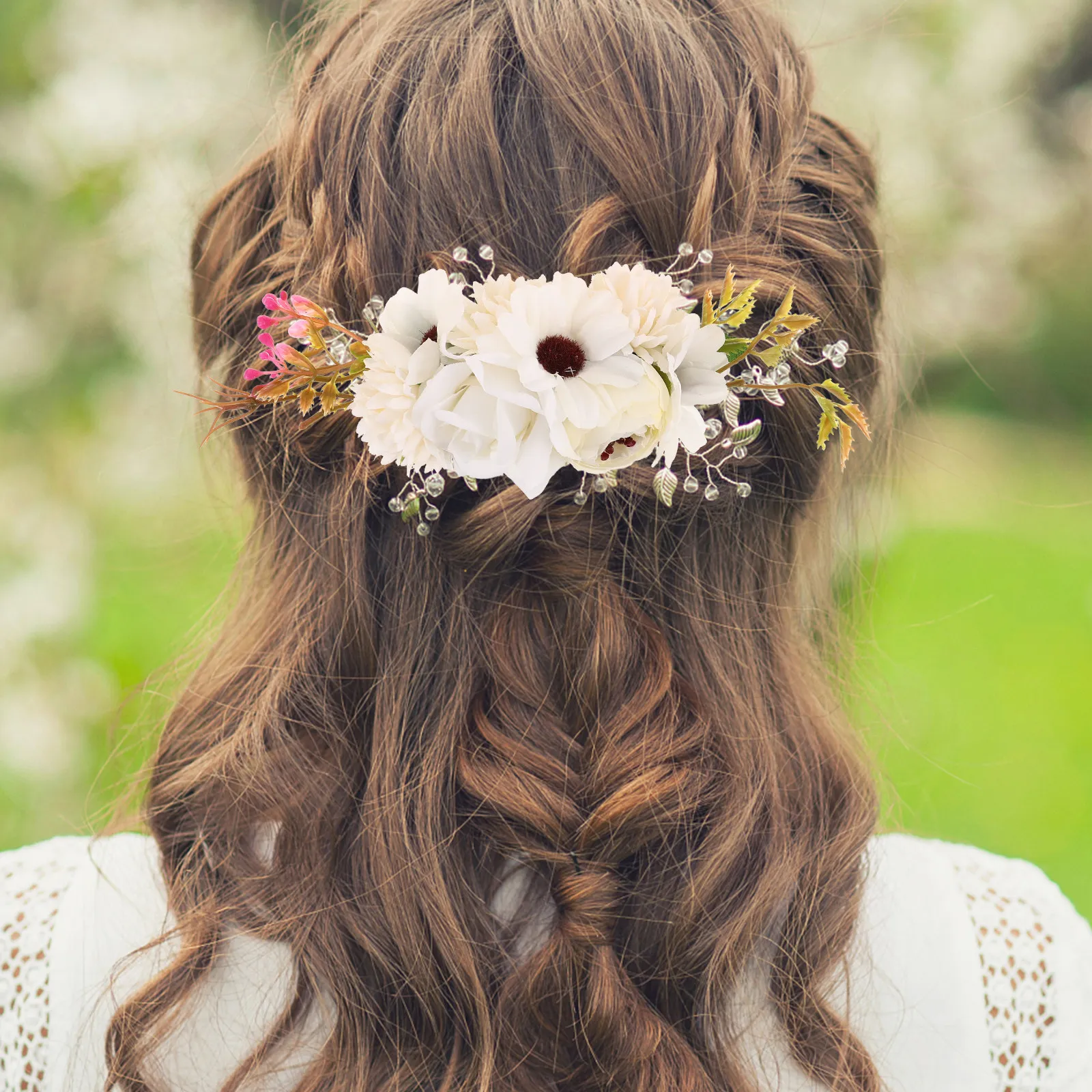 

2Pcs Bridal Hair Comb Elegant Flower Wedding Accessories for Bride Bridesmaids Beach Photoshoot Party Hair Ornaments