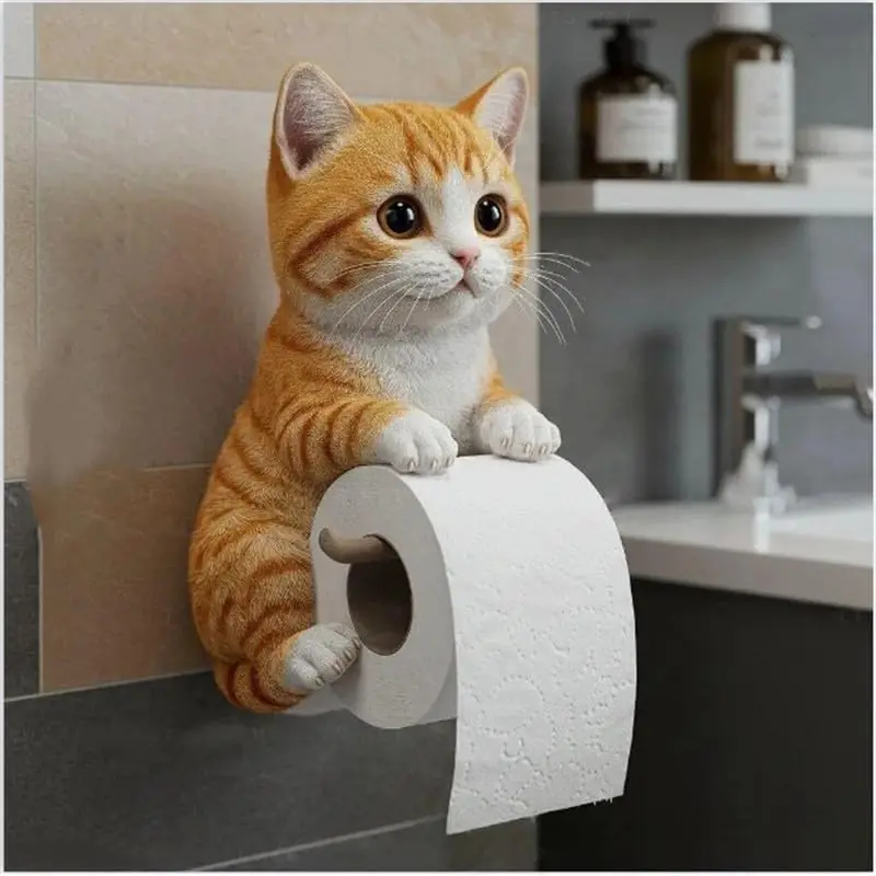 

1 PCS Cat Shark Toilet Paper Holder Wall Mount Resin Bathroom Tissue Dispenser Kitchen Roll Organizer Home Decor