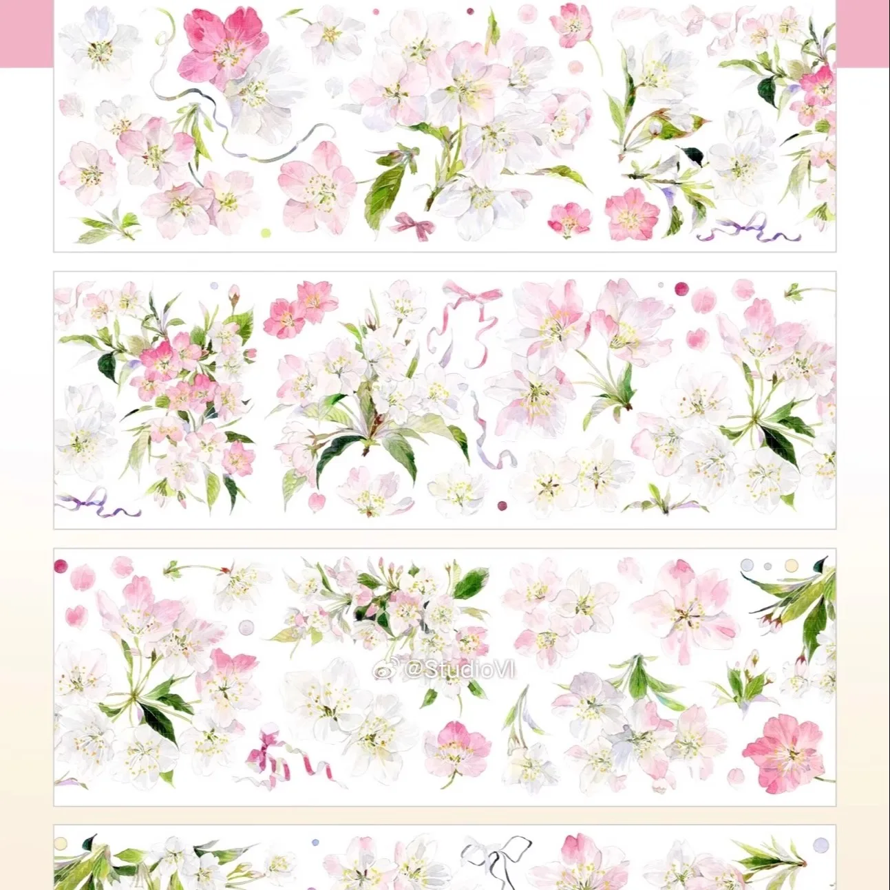 New PET Tape Washi Sakura Blossom Shell Light StudioVI Journal Collage Shiny