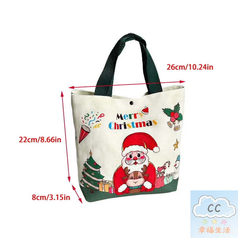هدية قماش عيد الميلاد/حقيبة الحلوى (وحدة واحدة) تصميمات سانتا كلوز ورجل الرنة والثلج، مادة متينة لاستخدام الحفلات والهدايا