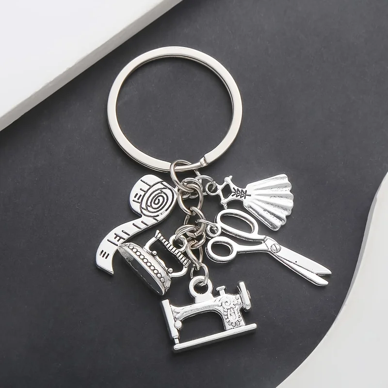 Sewing Keychain – Zinc Alloy Scissors Tape Measure, Elegant Car Backpack Wallet Charm