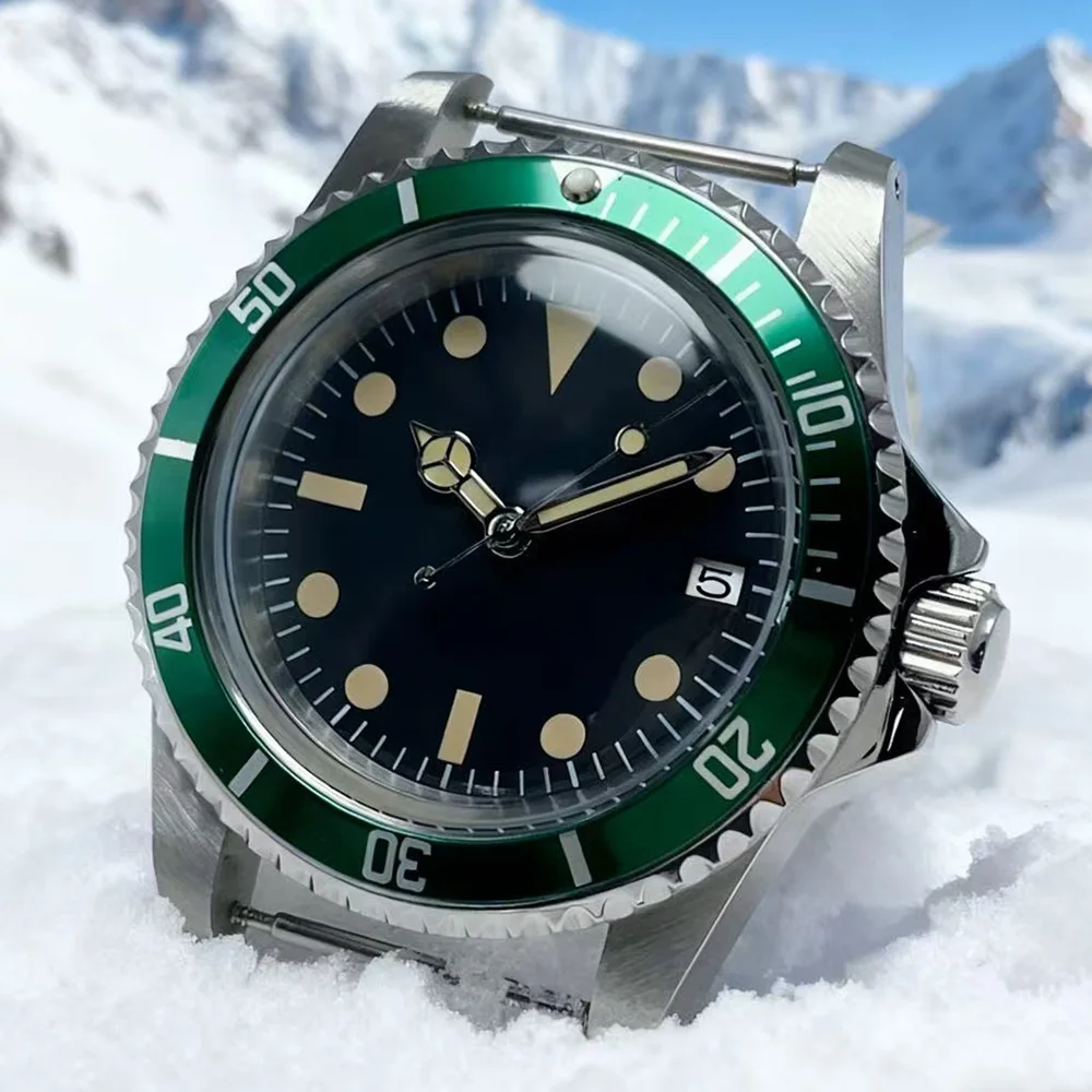 ساعة كاجوال للرجال، ميكانيكية أوتوماتيكية، قرص معقم 39.5 ملم، كريستال أكريليك، هيكل من الفولاذ المقاوم للصدأ، سوار متوهج