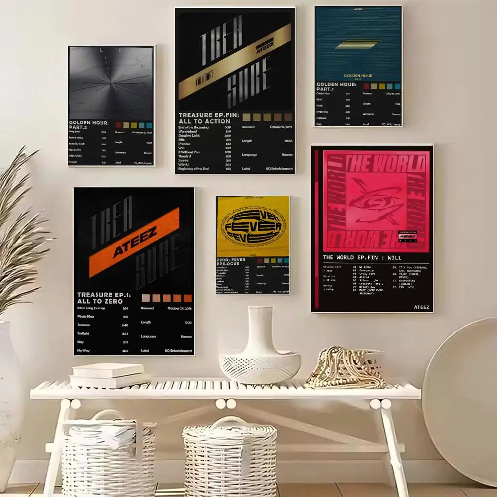 K-pop group A-ATEEZ Poster PP Wall Decor Posters Celebrity Art Prints Aesthetic Wall Art Bedroom Office Home Gift