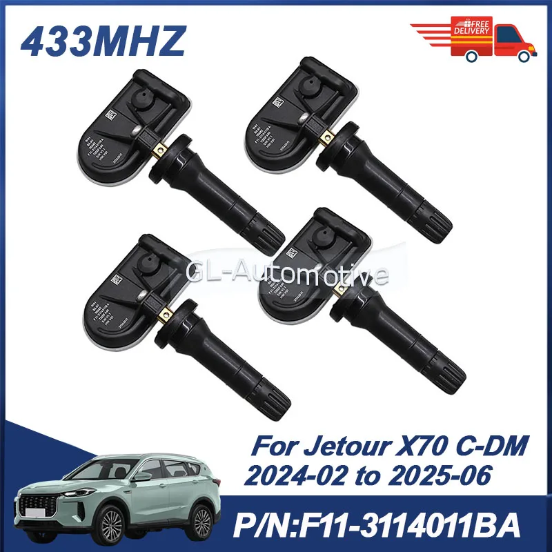 

4PCS F11-3114011BA 433MHZ Tire Pressure Sensor TPMS Sensor For Jetour X70 C-DM 2024-2025