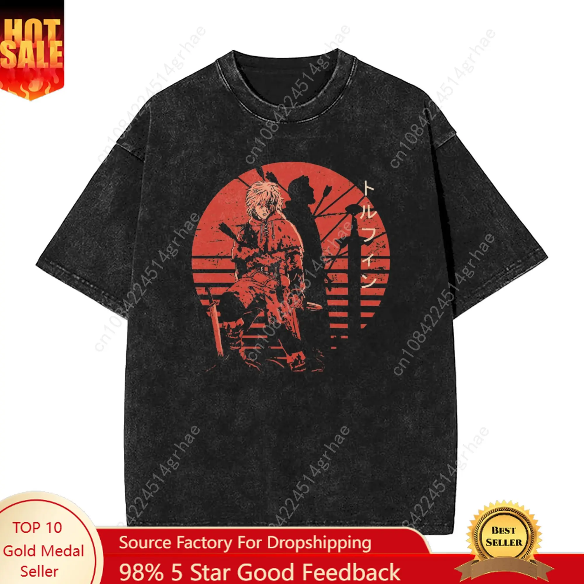 

Vinland Saga T Shirt Men's Cotton Hipster T-Shirts Round Neck Japanese Thorfinn Karlsefni Tees Short Sleeve Tops Gift Idea