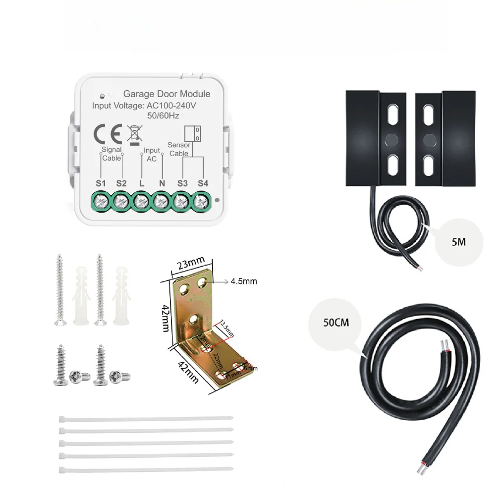 For Tuya-Compatible For WiFi Garage Door Opener for Smart for Home Use Compatible with For Alexa App and Voice Operations