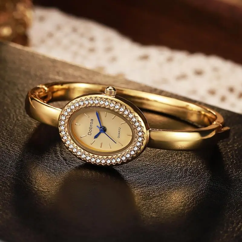 New ladies' rose gold diamond ring light luxury high-end sense niche design oval Roman numeral bracelet watch