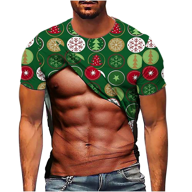 3D Print Merry Christmas Happy New Year Fun Muscle sport Quickdry Breatha MenT-Shirt Street Casual Fashion parent-child clothing