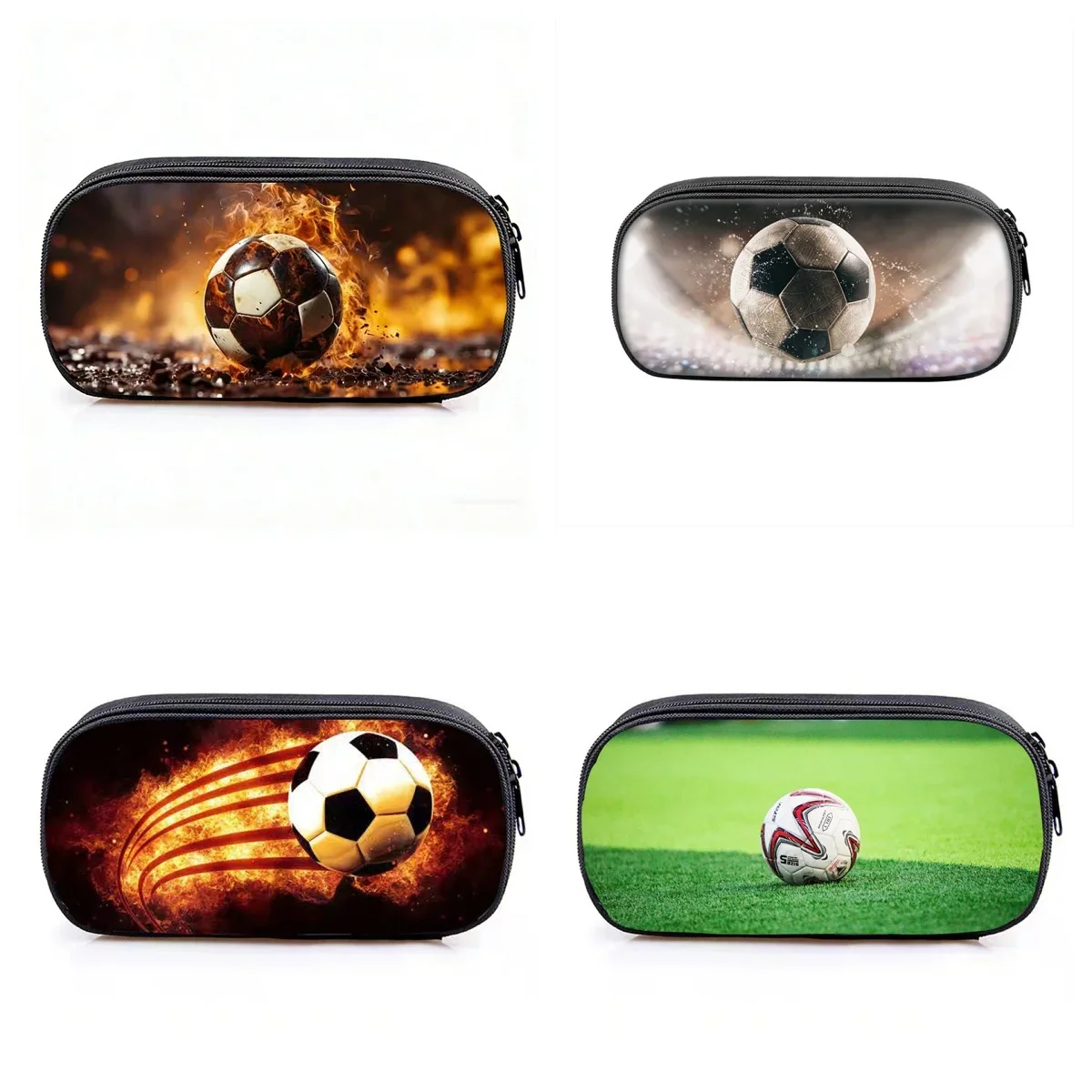 Football Sports Print Pencil Case Kids Cosmetic Bag for Boys Girls Stationary Bags Canvas Pencil Box Teenagers School Supplies