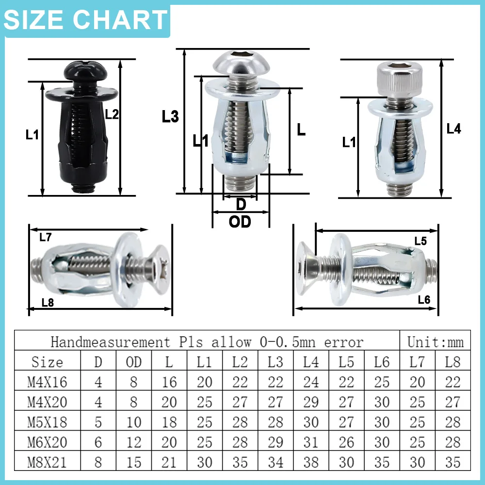 M4 M5 M6 M8 Petal Rivet Nut Screw Set Petal Jack Nut Shape Metal Insertnuts License Plate Fix Hex/Phillips Screw Bolt Kit