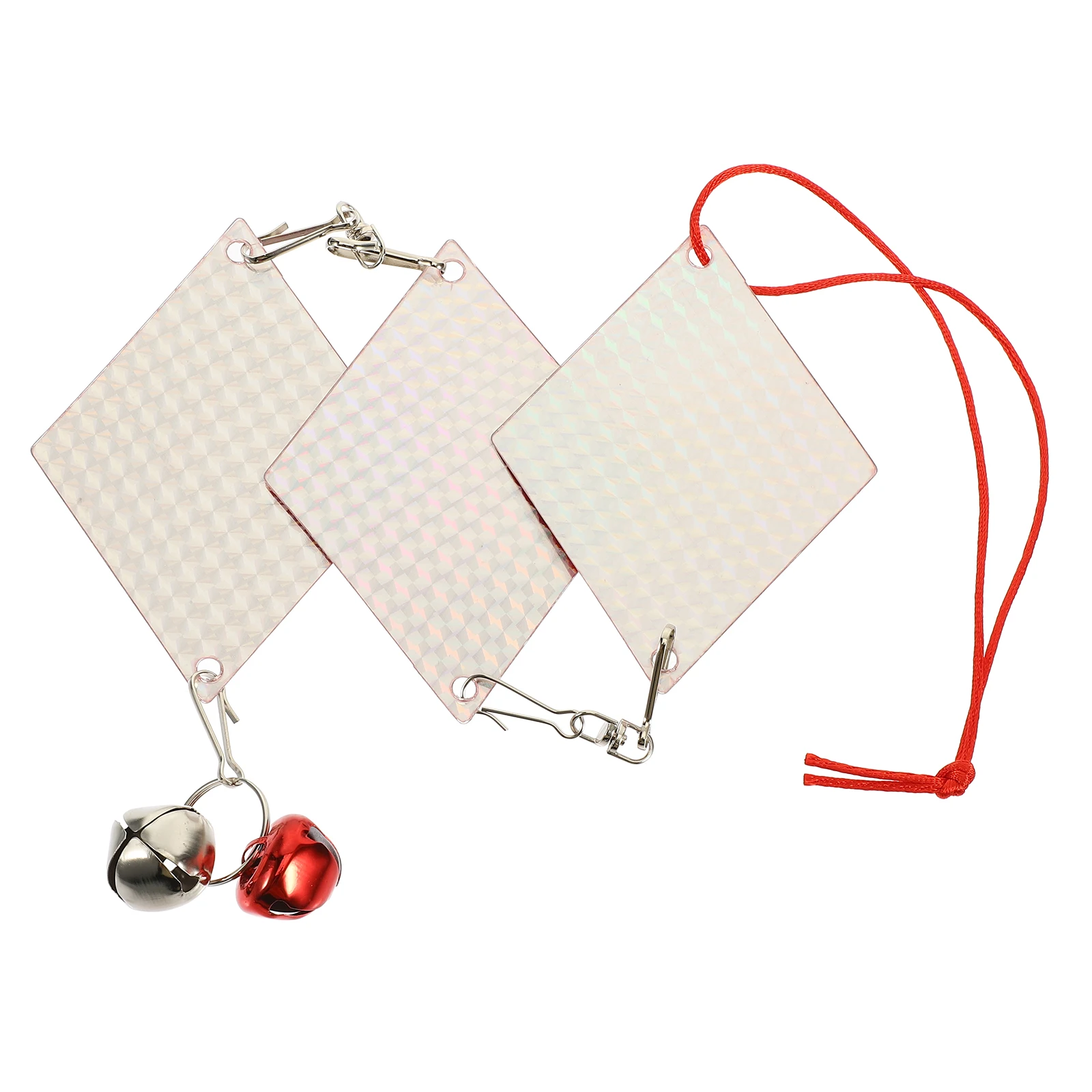 

2pcs Anti Bird Hanging Disc Reflective Iron Decor For Garden Yard Porch Outdoor Bird Deterrents Rhombus Reflector With Bells