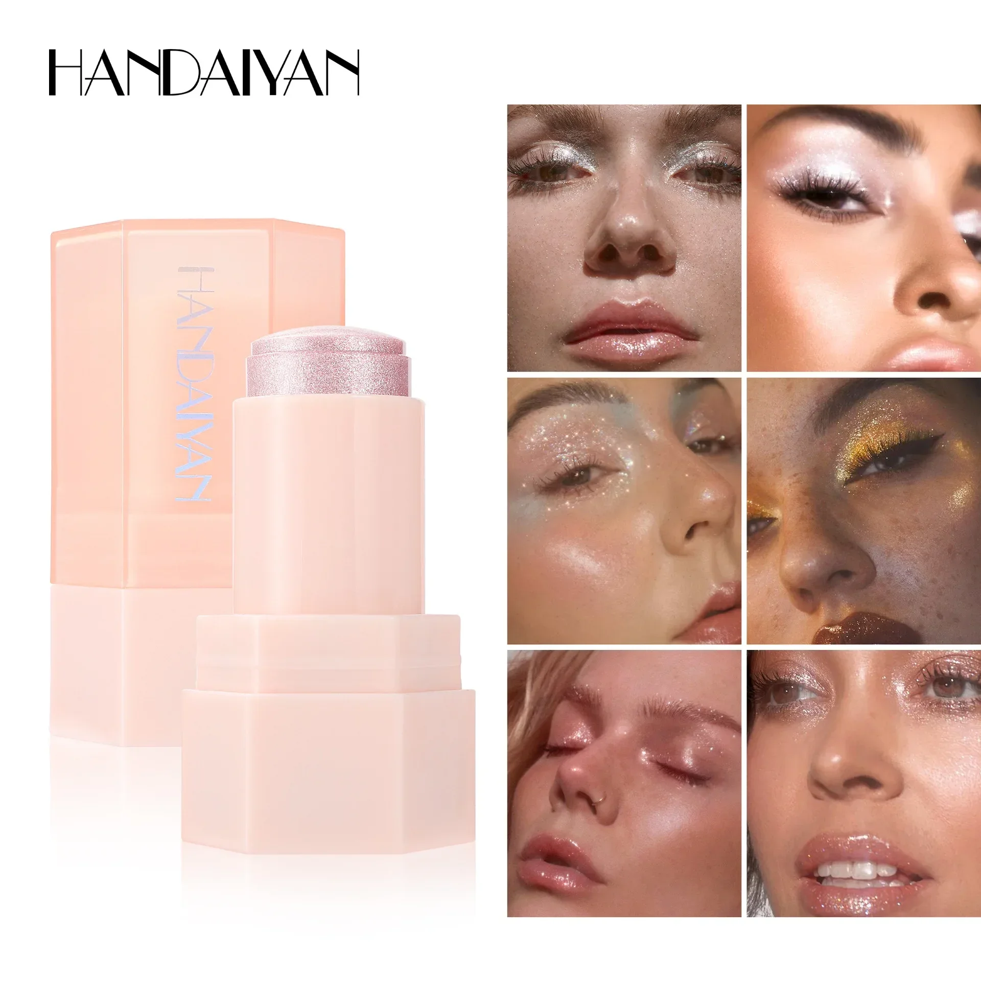 ใหม่ 6 สี Jelly Highlight Stick Face Body ประกายแต่งหน้าที่สวยงาม Shimmer Lip Eyes เครื่องสําอางค์ Silky Smooth Glitter Highlighter