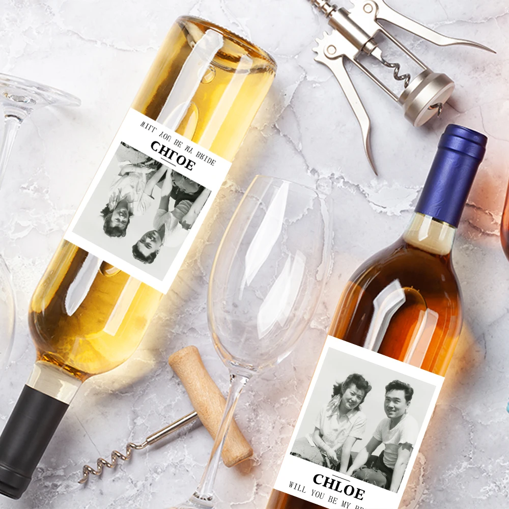 Customized birthday photos Party wine bottle stickers, decorative stickers for red wine, milk, and drinks at birthday parties