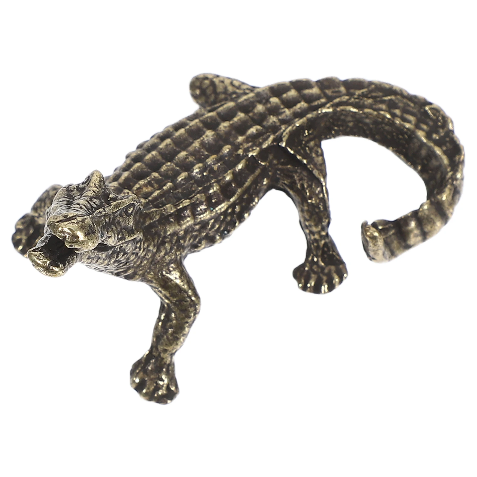 

1Pc Vintage Brass Crocodile Display Handcrafted Simulation Animal Model Decor