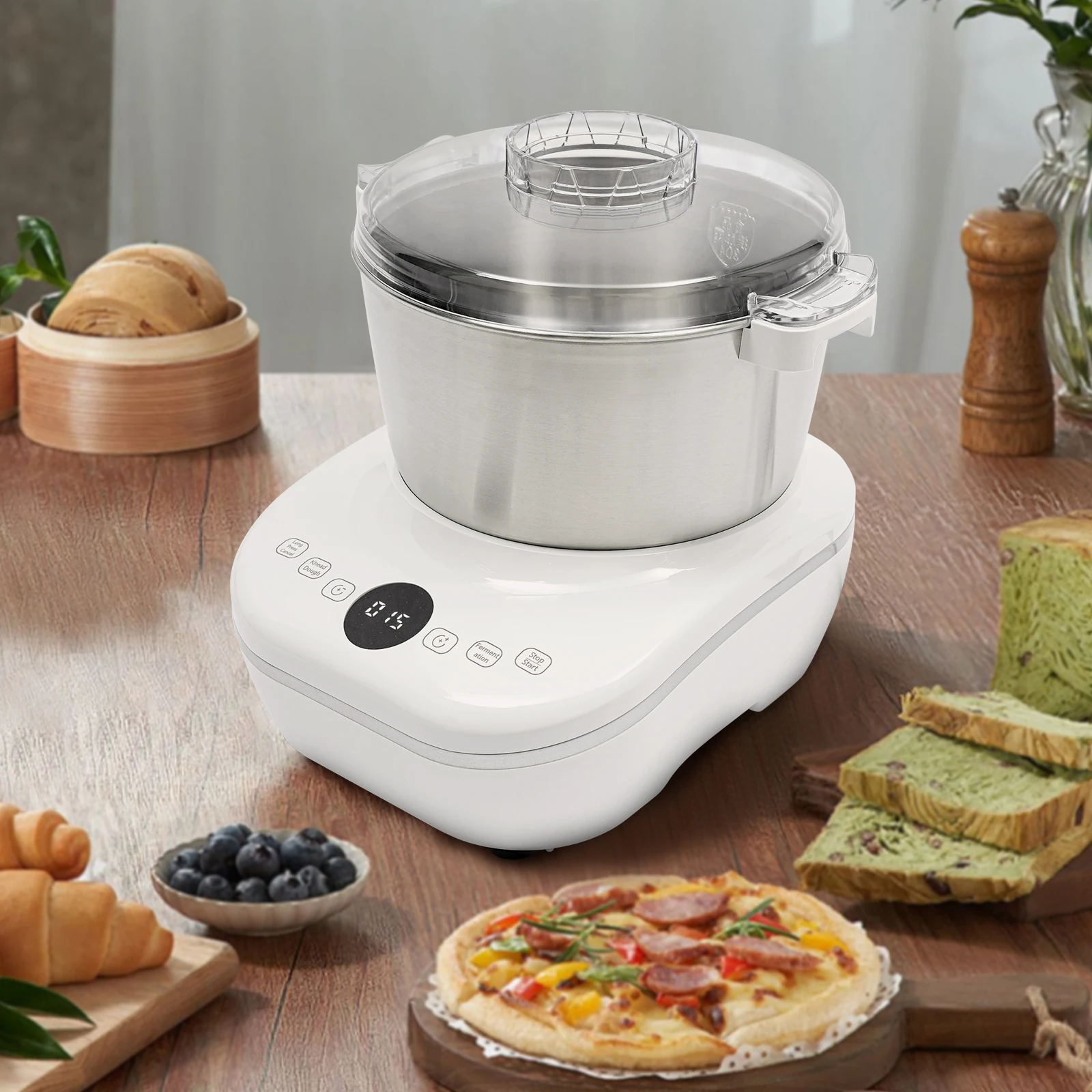 

200W 5L/ 169.09Oz Dough Mixer Machine Flour Kneading Machine For Pizza Bread Electric Dough Maker