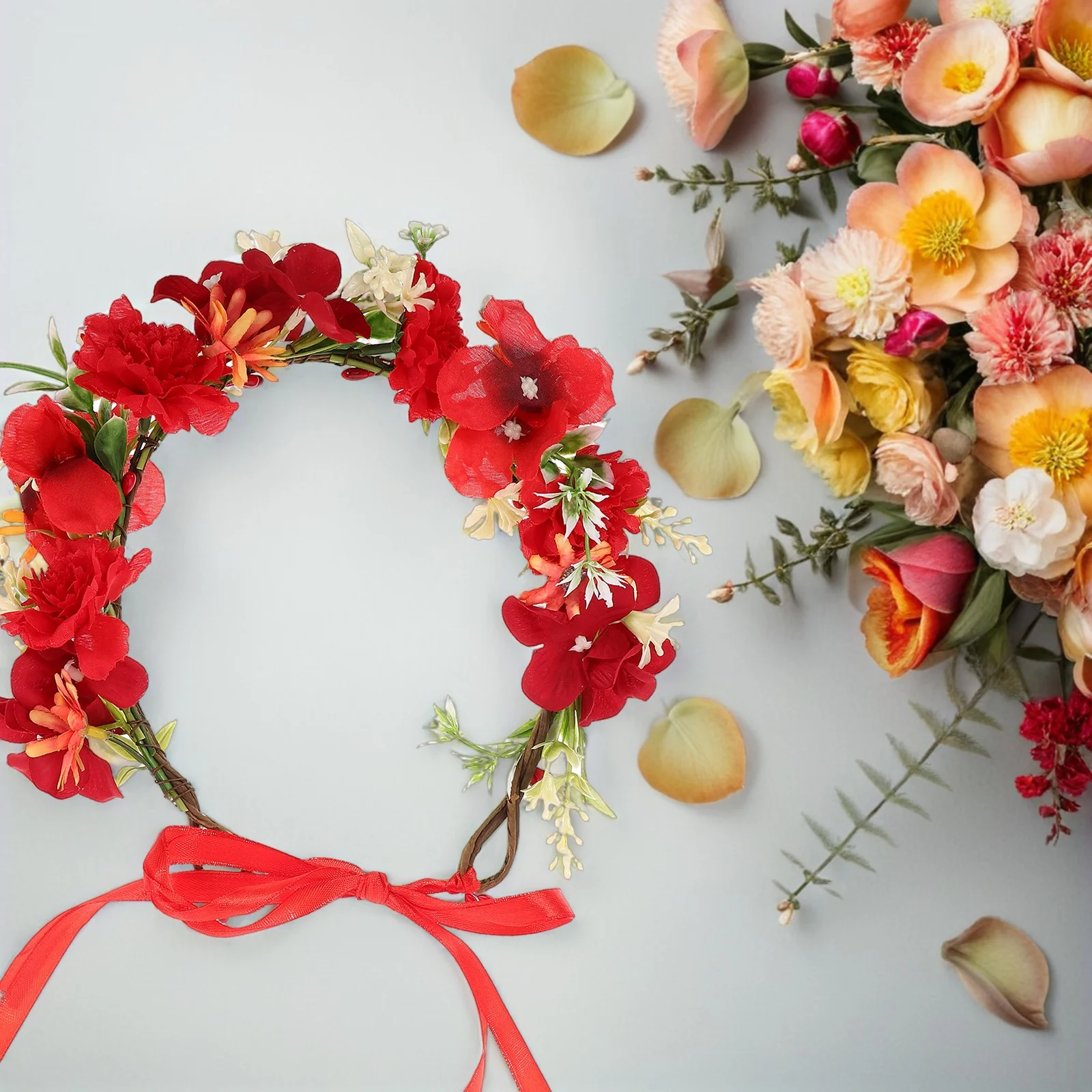 

Floral Crown Women Boho Flower Garland Headband Natural Design Lightweight Bridal Hair Accessory Wreath Headdress