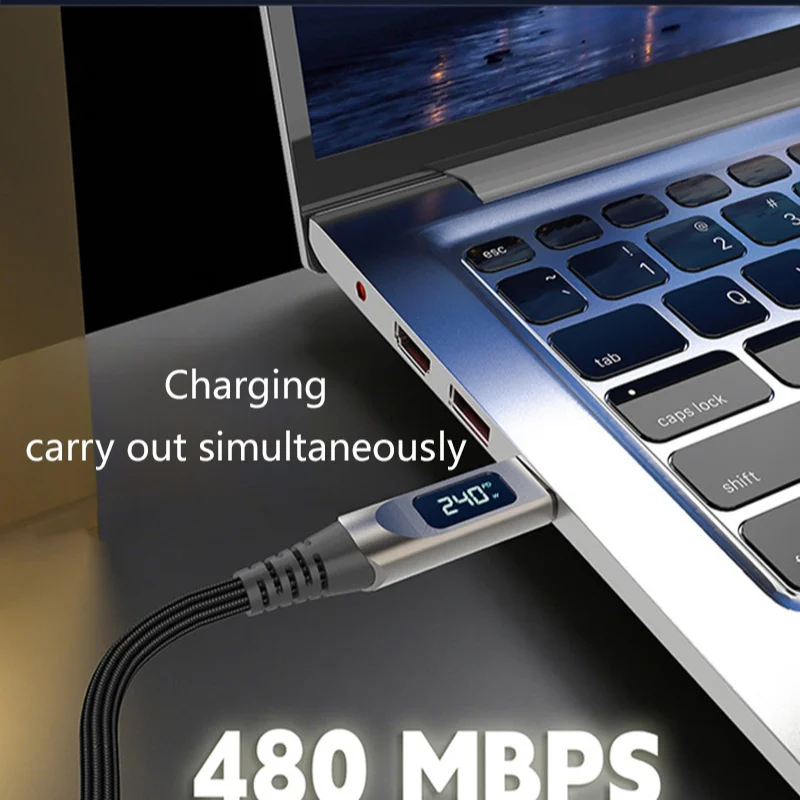 شاشة ديجيتال ذكية شحن سريع كابلات من النوع C من النايلون المنسوج في الوقت الحقيقي عرض الطاقة لهواوي سامسونج ممن لهم فيفو Xiaomi