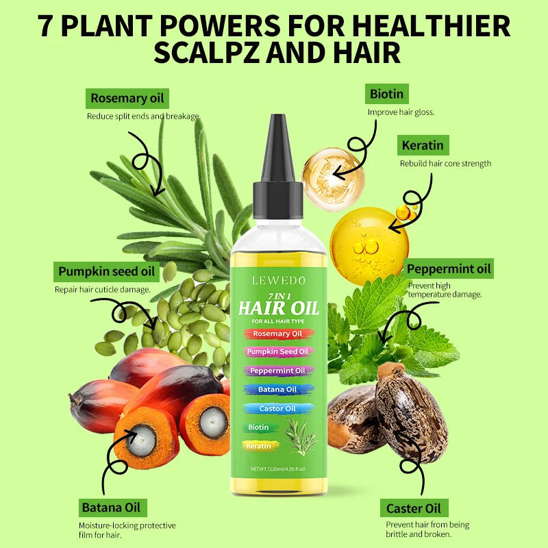 7-in-1 Haaröl mit Rosmarin-Ätherischem Öl, Nährendes Batana-Öl, Conditioner mit Keratin und Kollagen für Feuchtigkeitspflege und Glättung