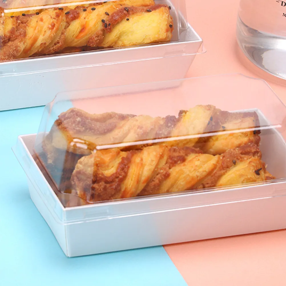Square Cake Packing Boxes Set – Food-Safe, Easy-Assemble, Transparent Cover for Swiss Rolls & Cookies