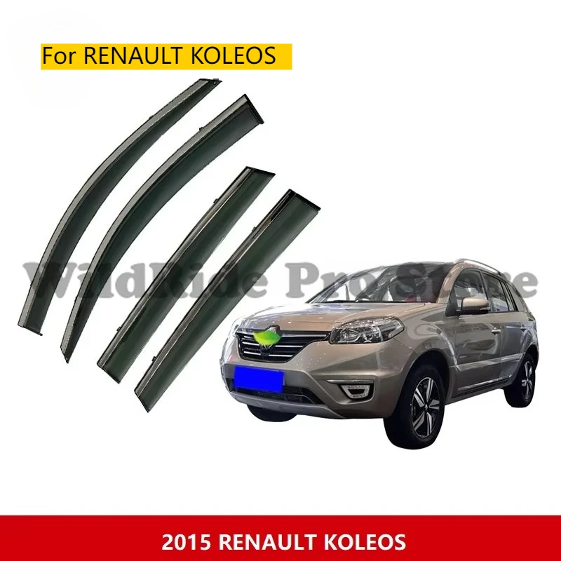 

Автомобильный козырек для двери для RENAULT KOLEOS, инъекционные ветровые дефлекторы, оконный козырек, материал ПК с дождевиками из нержавеющей стали