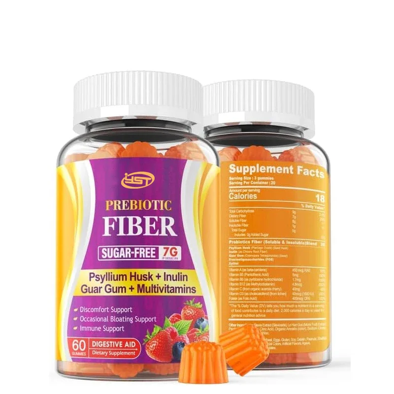 Prebiotic Fiber 7G Adult Supplemented Soft Candy+Plantago Shell, Sugar Free - Inulin, Multiple Vitamins