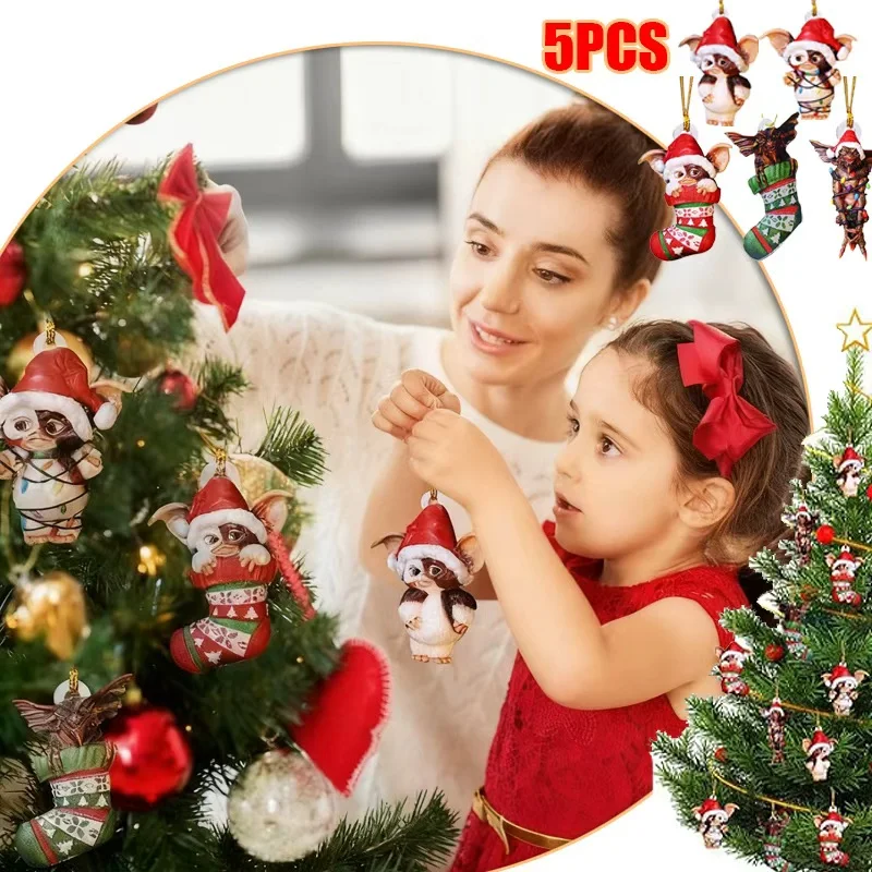 زينة عيد الميلاد ثنائية الأبعاد - تمثال سانتا هات جيزمو/ضوء الجنية، ديكور حفلات قلادة شجرة وهدية للأطفال