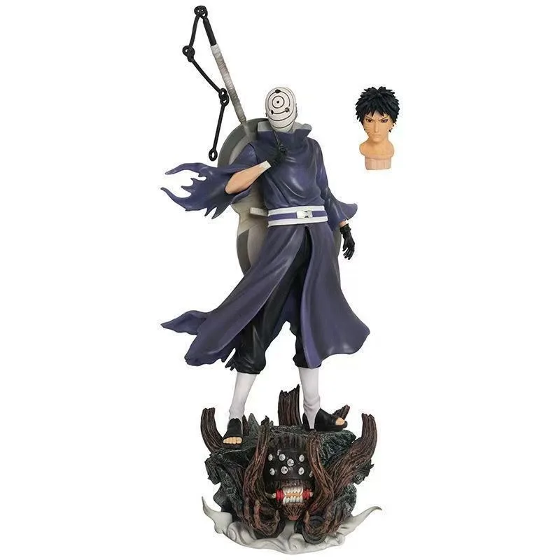 43cm Anime Peripherals Figure Uchiha Obito Double Headed Replaceable Anime Model Desktop Ornament Decorations Children Toys Gift
