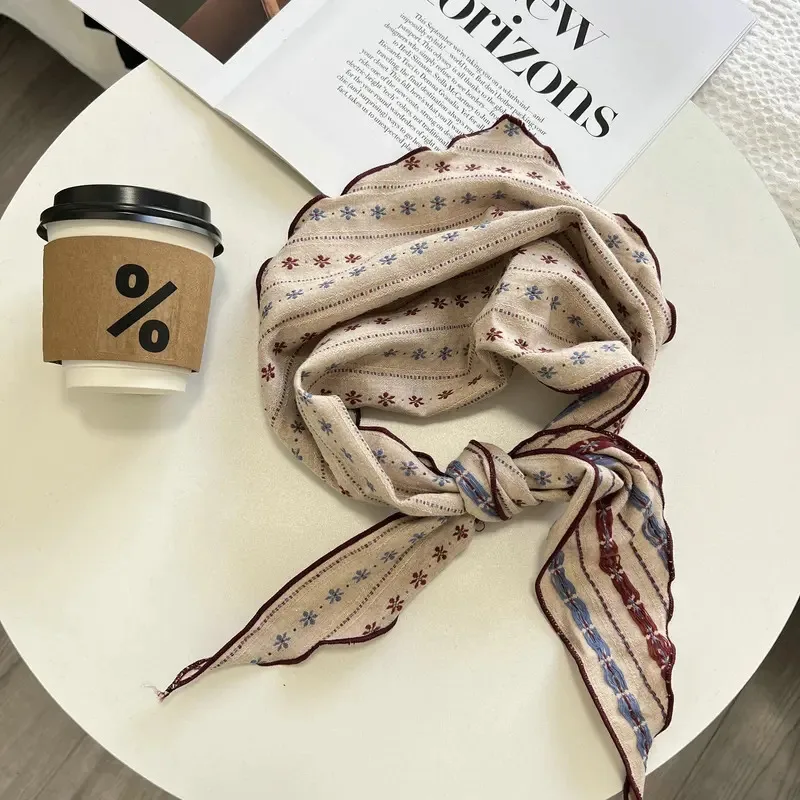 

2026 Soft Cotton Linen Triangle Scarf Print Floral Neck Head Scarves Decorative Scarves Long Bandanas Shawl Headband