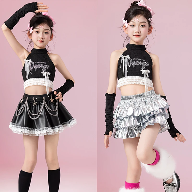 

2025 New Group Jazz Dance Costume Children Performance Dresses Kids K-pop Outfit Hip Hop Clothing Stage Catwalk Wear XS9774