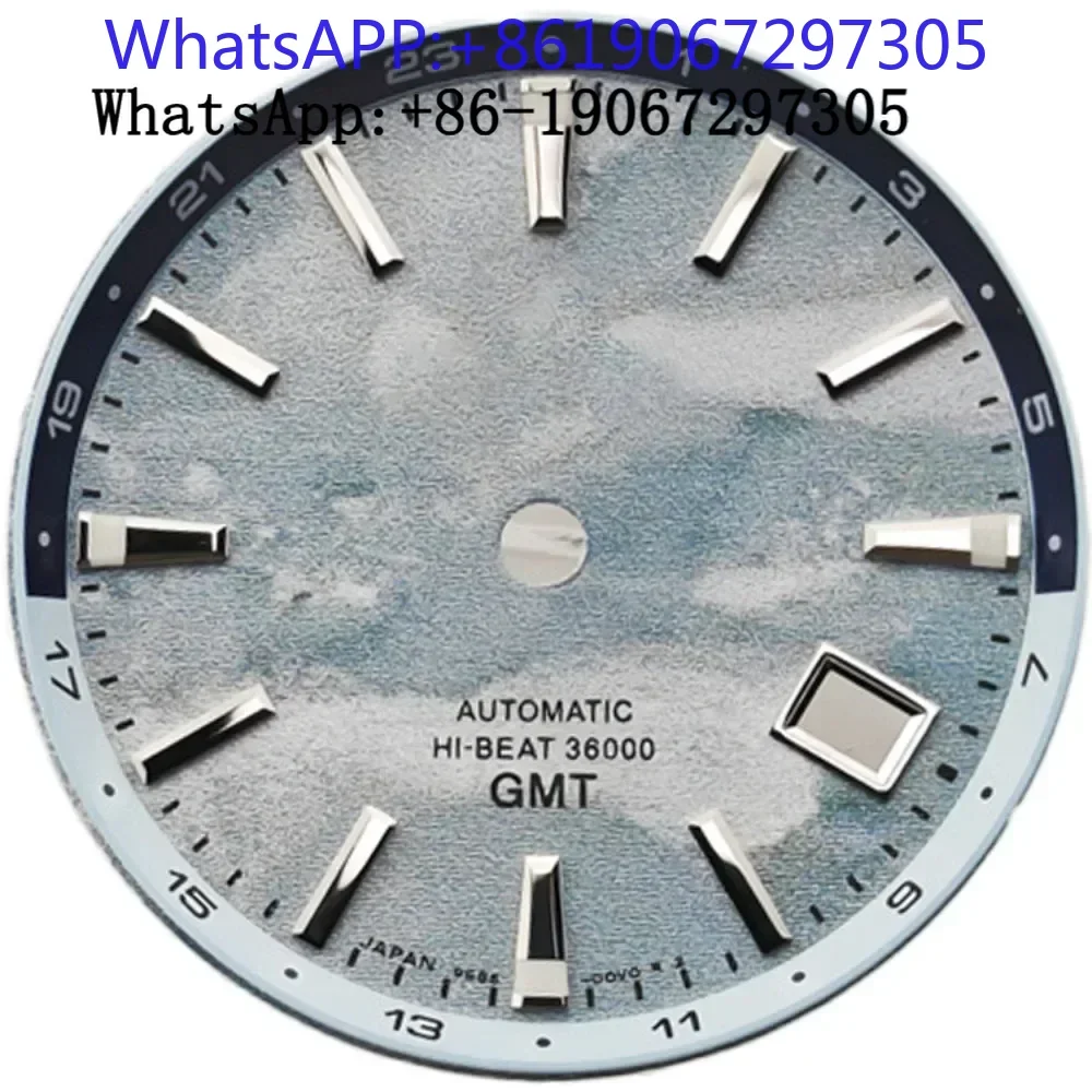 2025 GMT Spring Drive Hi-Beat 36000 Sunburst quadrante dell'orologio adatto per movimento automatico NH34 Blue Lume BWG9 Mod parti custodia nh35