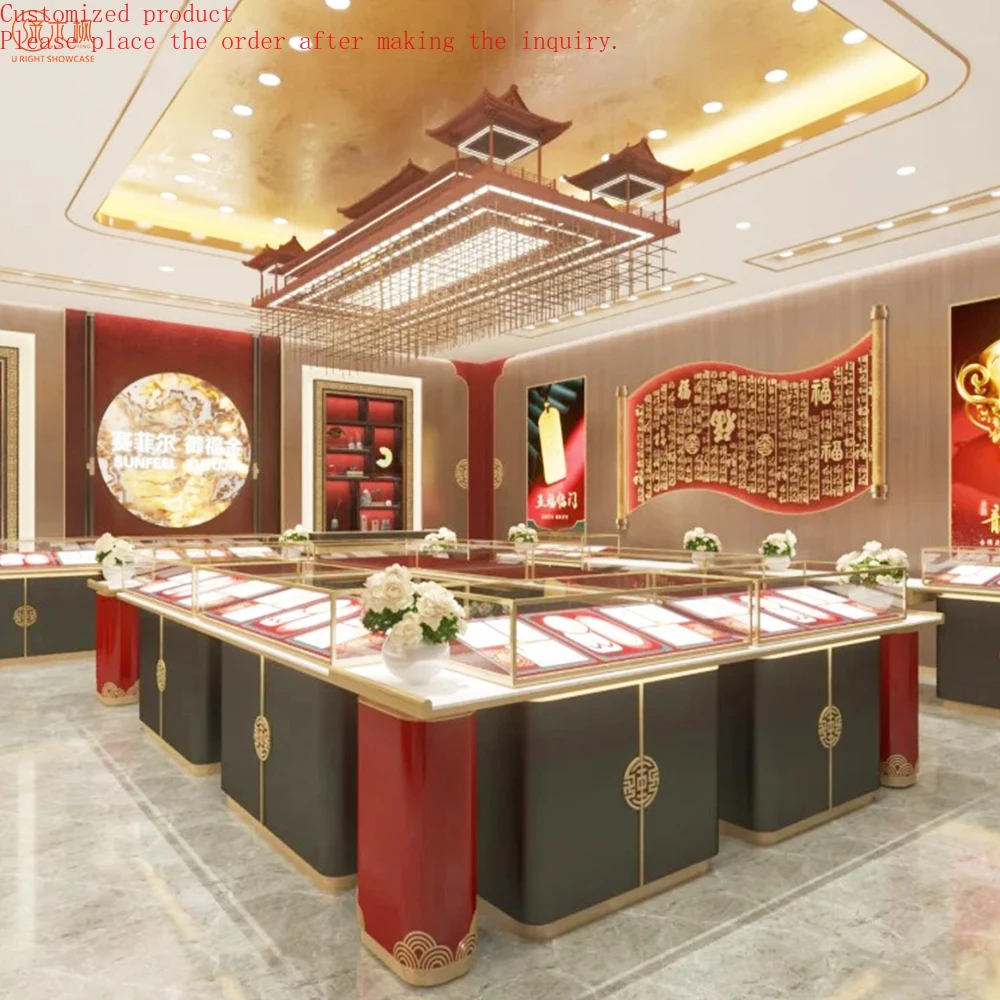 

Professional Manufacturers Jewelry Showcase Display Cabinet Furniture New Chinese Jewellery Cabinet Store Decoration Design