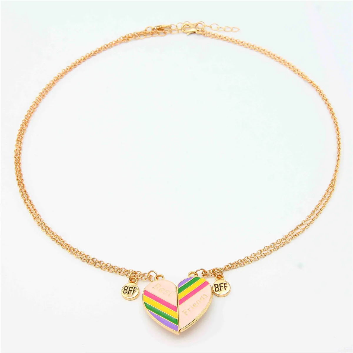 1 set/2pcs European and American hot-shot magnetic rainbow splicing, good friend best friend alloy two-piece set necklace