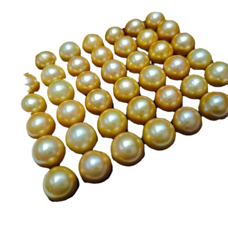 Natural Pearls 10-11mm Gold Beads with Near Perfect Round Surface and Shiny Scattered Beads, Handmade Jewelry DIY